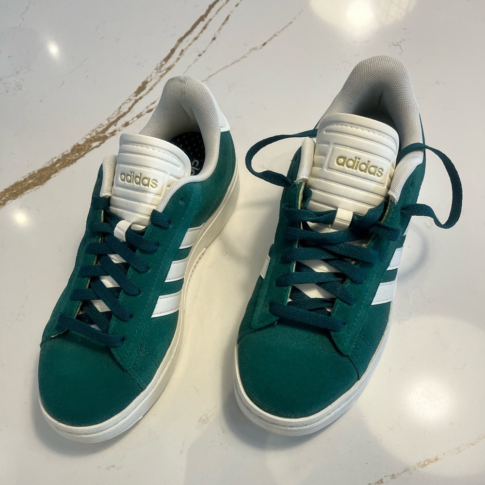 Adidas Green Suede Sneakers with White Stripes